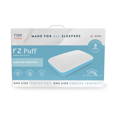 RIZE Puff Pillow Solid Memory Foam Temptec™ Cooling Cover